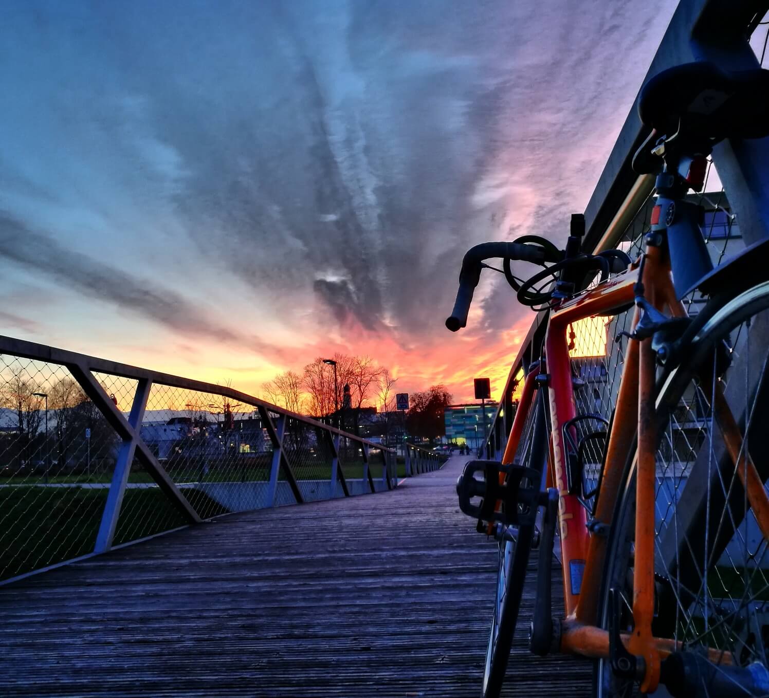 bike to work sunset